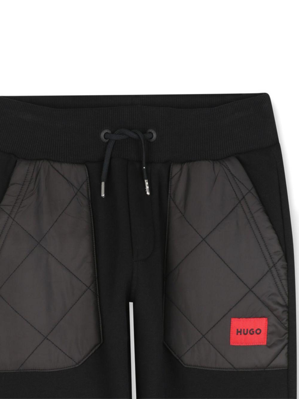 Pantaloni sportivi per bambino Hugo Kids neri con vita elasticizzata - Rubino Kids