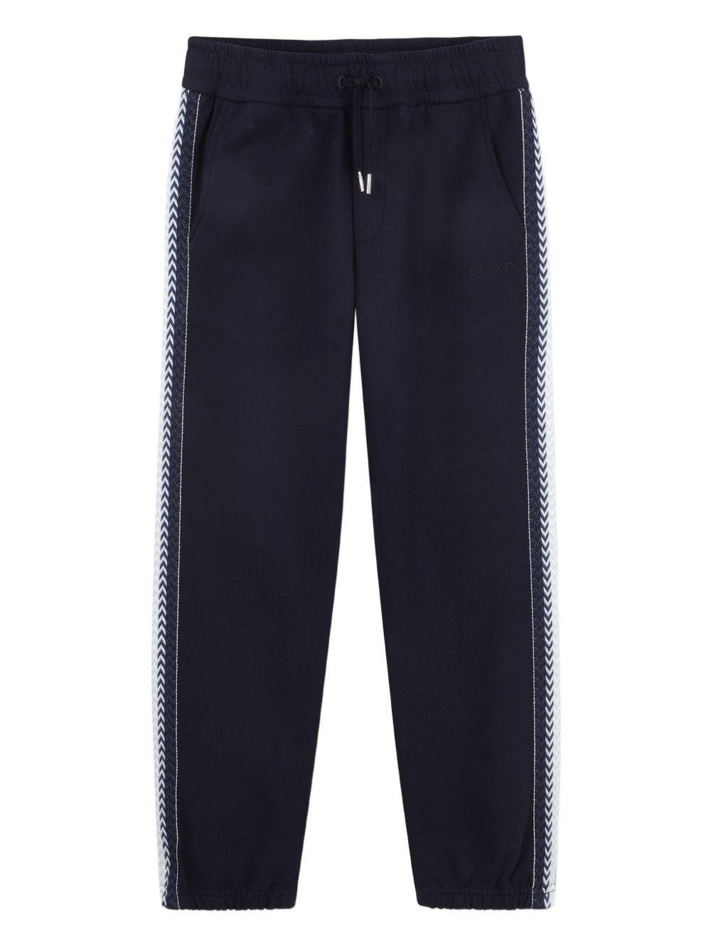 Pantaloni sportivi per bambino Lanvin Enfant blu navy con righe laterali - Rubino Kids