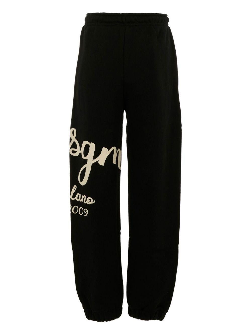 Pantaloni sportivi per bambino MSGM Kids nero con stampa del logo - Rubino Kids