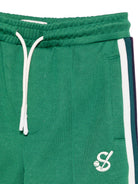 Pantaloni sportivi per bambino Scotch & Soda Kids verde con dettaglio a righe - Rubino Kids