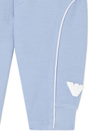 Pantaloni sportivi per neonato Emporio Armani Kids azzurro con logo aquila sul davanti - Rubino Kids