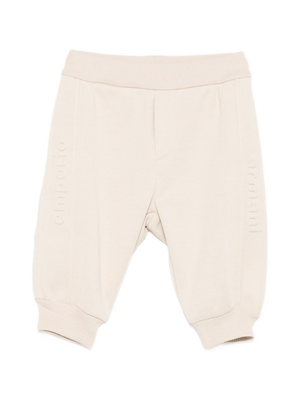 Emporio Armani Kids baby boy's tracksuit bottoms in beige with logo details.