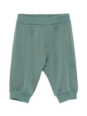 Emporio Armani Kids green baby sweatpants with embossed logo