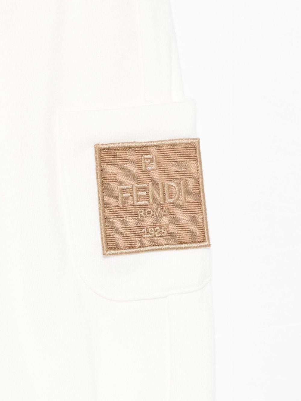 Pantaloni sportivi per neonato Fendi Kids bianchi con applicazione con logo - Rubino Kids