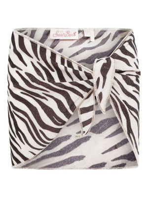 Pareo per bambina MC2 Saint Barth Kids bianco con stampa zebra