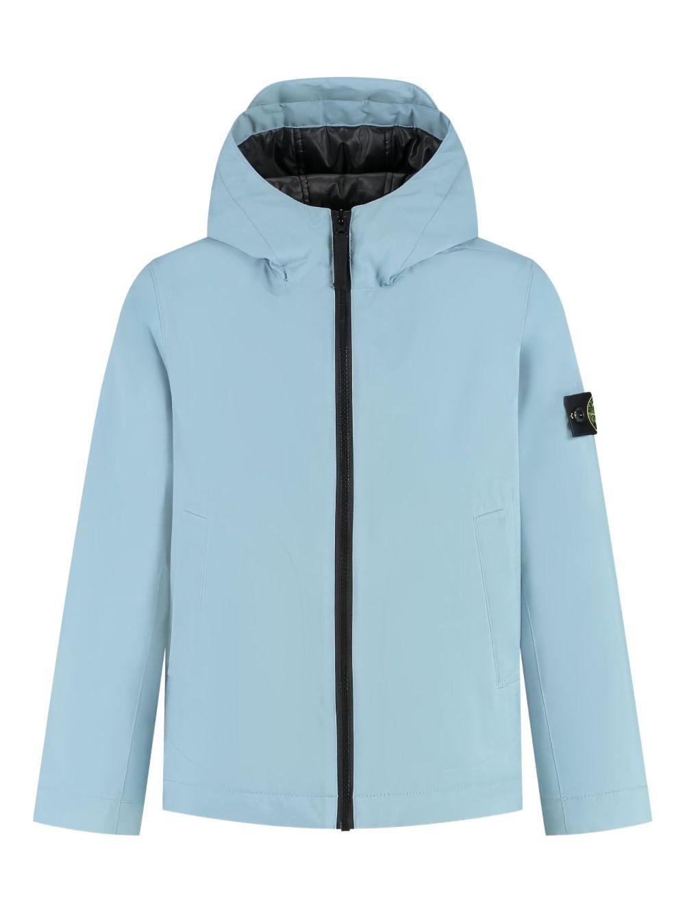 Parka per bambino Stone Island Junior azzurro con cappuccio - Rubino Kids