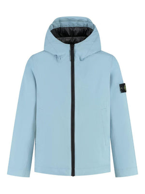 Parka per bambino Stone Island Junior azzurro con cappuccio