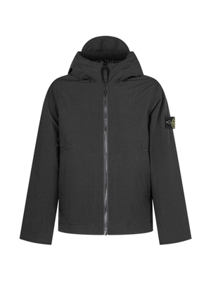 Stone Island Junior Black Hooded Parka for Boys