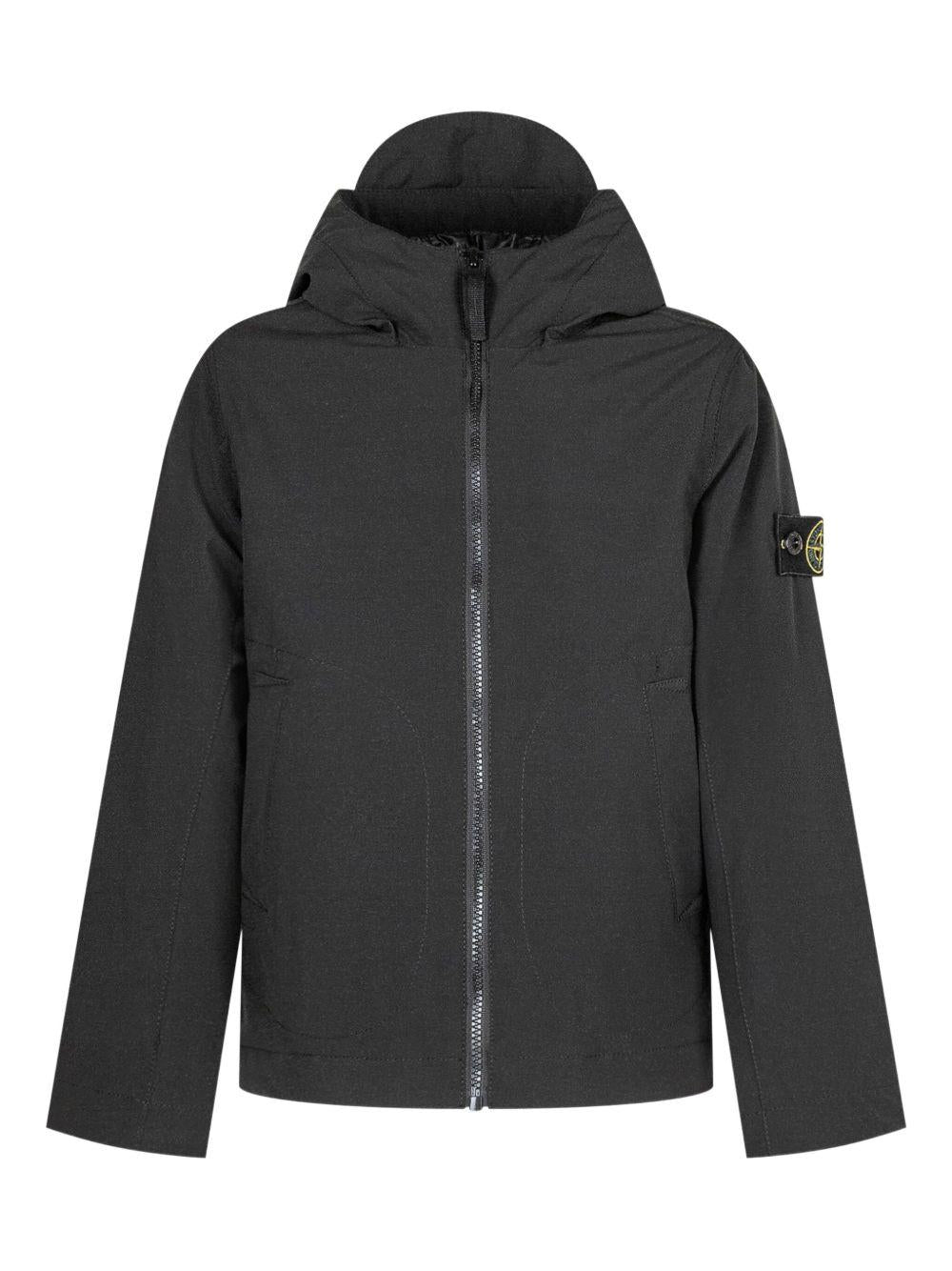 Parka per bambino Stone Island Junior nero con cappuccio - Rubino Kids