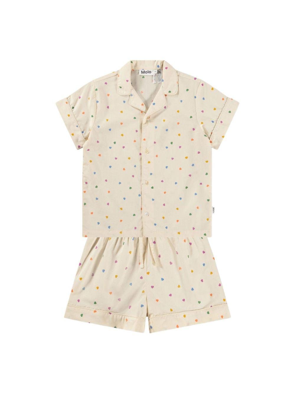 Pigiama Lexi per bambina Molo beige con motivo cuori - Rubino Kids