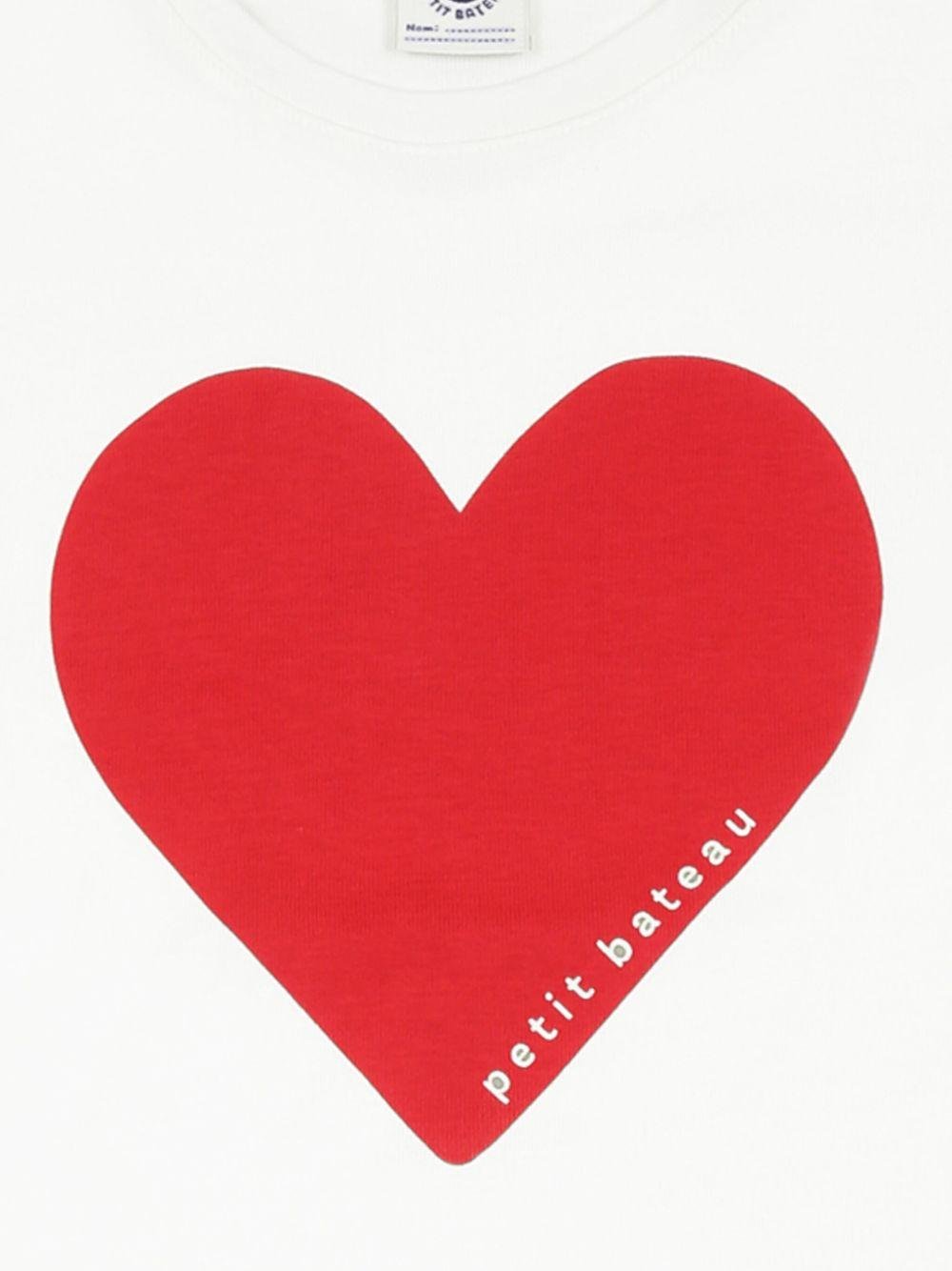 Pigiama per bambina Petit Bateau bianco con stampa cuore - Rubino Kids