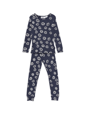 Pigiama per bambini Molo blu con stampa smiley