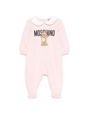 Pigiama per neonata Moschino Kids rosa con stampa Teddy e colletto alla Peter Pan