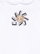 Pigiama per neonati Moschino Kids bianco con stampa grafica Teddy Bear - Rubino Kids