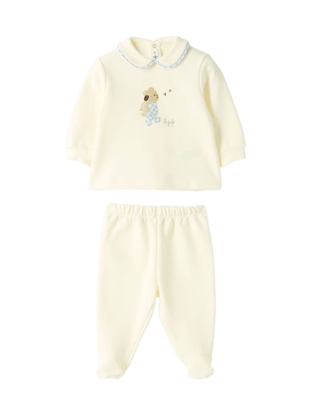 Pigiama per neonato Il Gufo crema con colletto Peter Pan - Rubino Kids