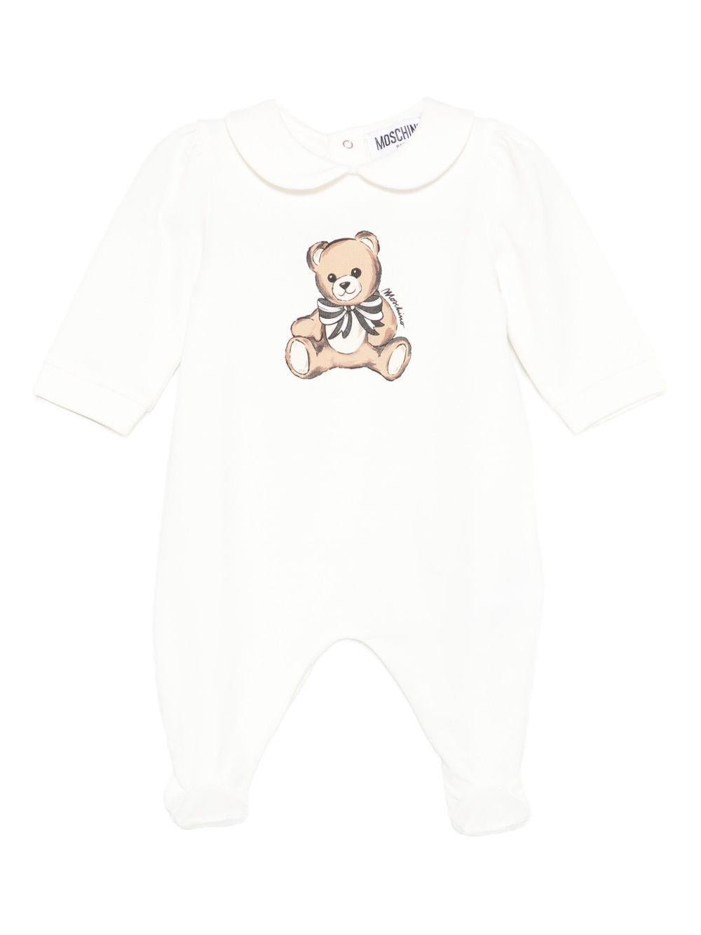 Pigiama Teddy per neonata Moschino Kids bianco con stampa - Rubino Kids