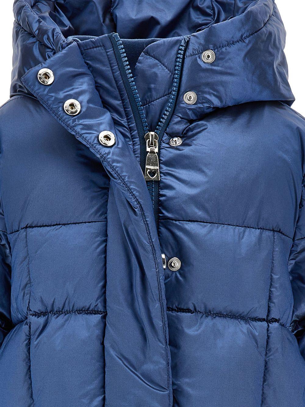Piumino imbottito per bambina Monnalisa blu con cappuccio - Rubino Kids