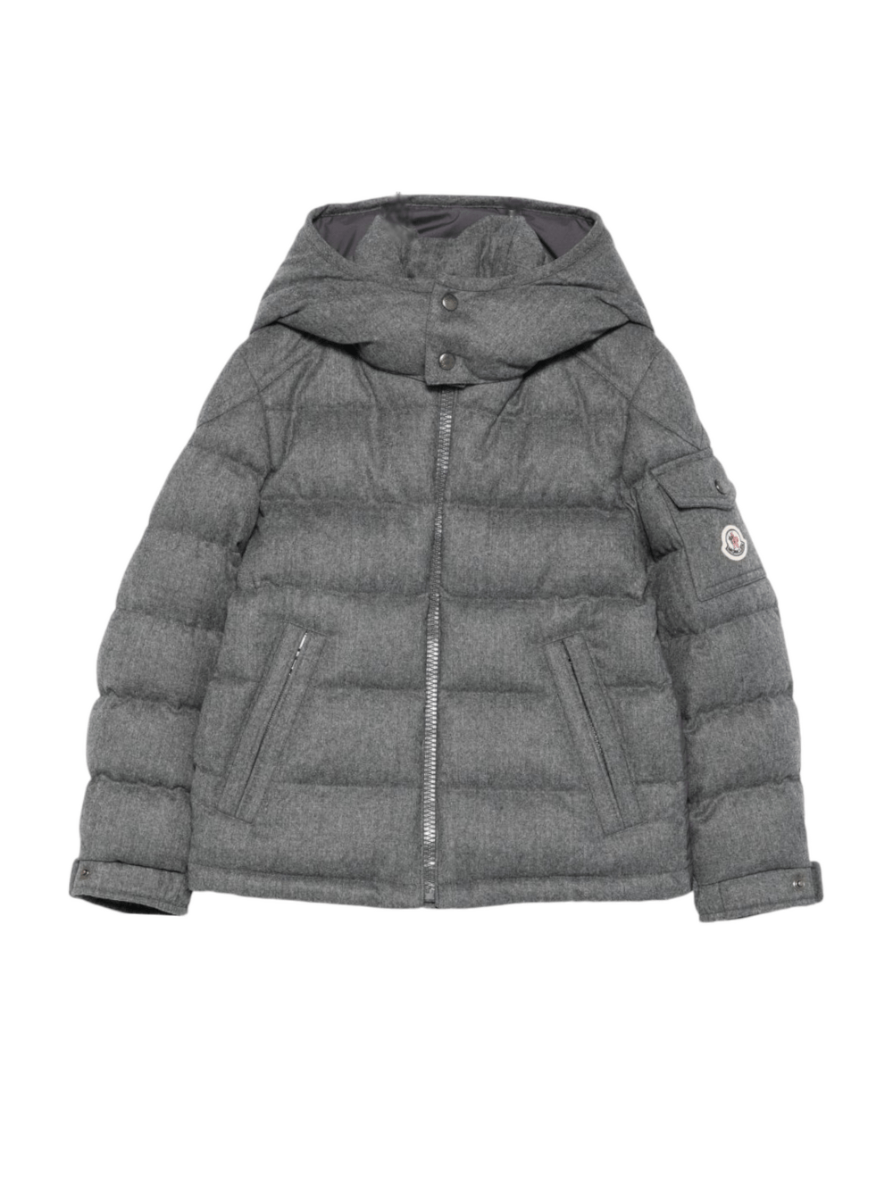 Piumino Montgenevre per bambini Moncler Enfant grigio con cappuccio - Rubino Kids