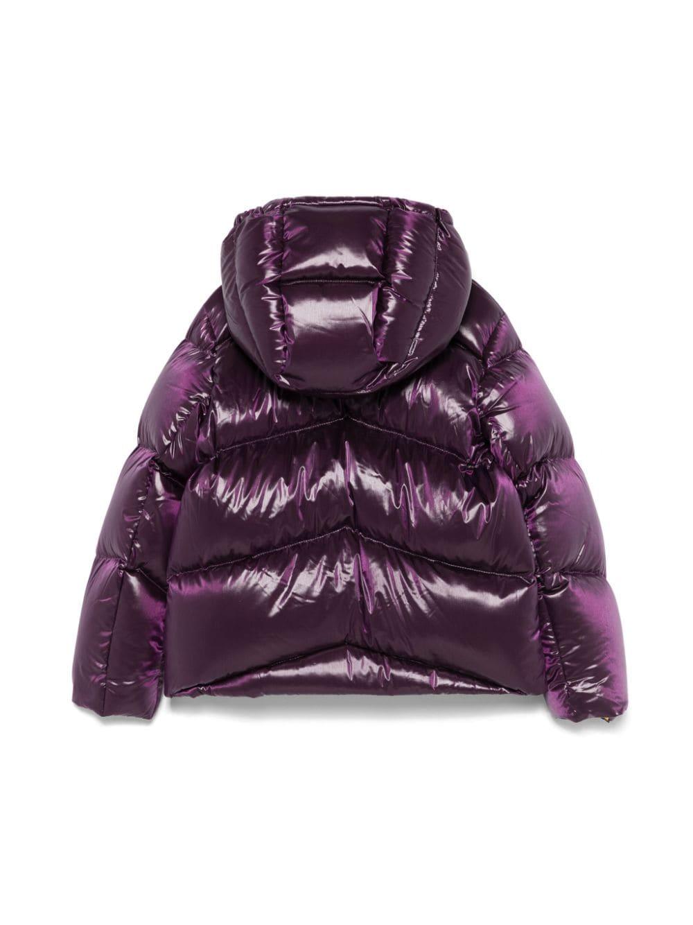 Piumino per bambina K Way Kids viola con design imbottito e cappuccio - Rubino Kids