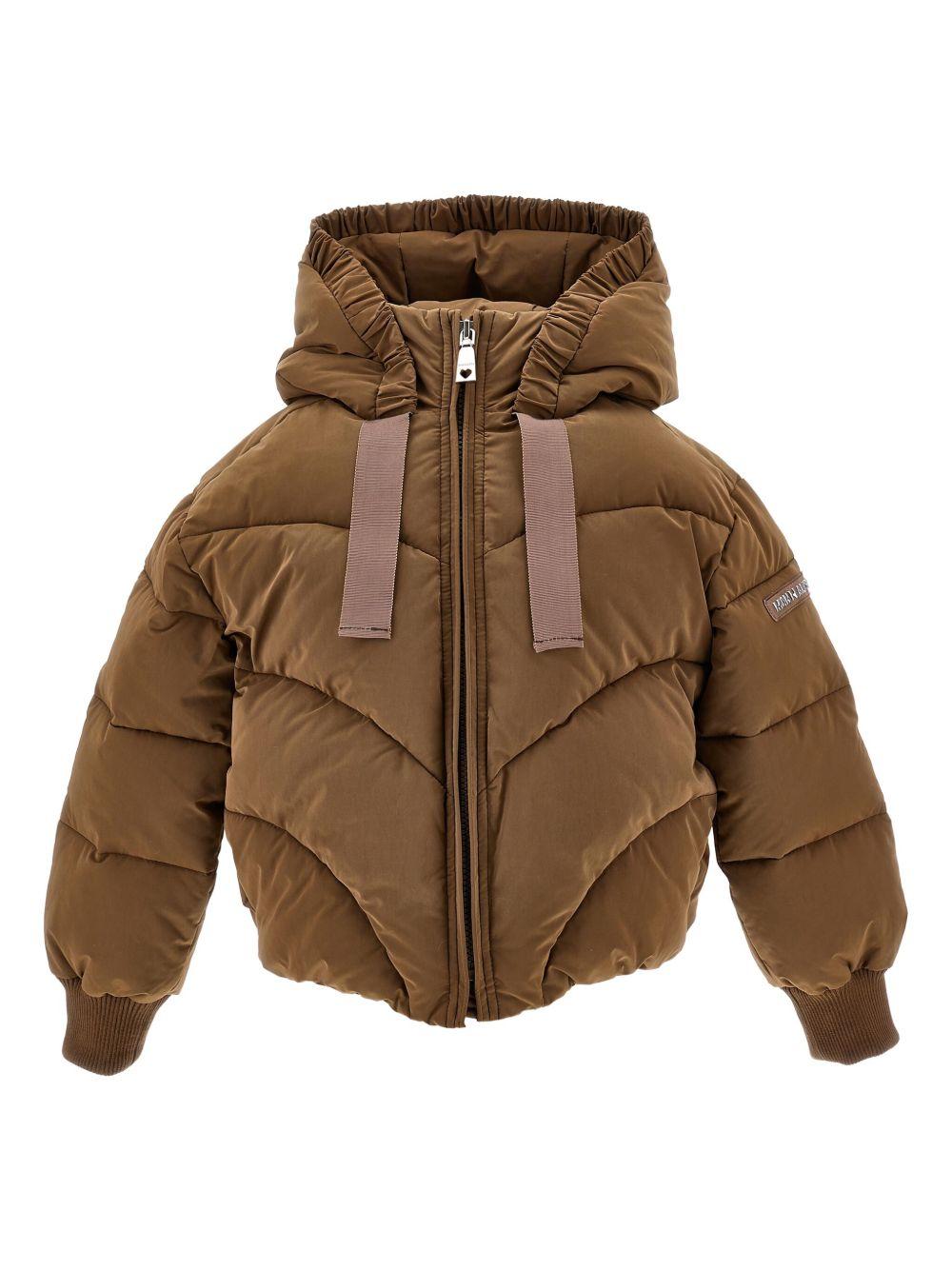 Piumino per bambina Monnalisa marrone con cappuccio - Rubino Kids