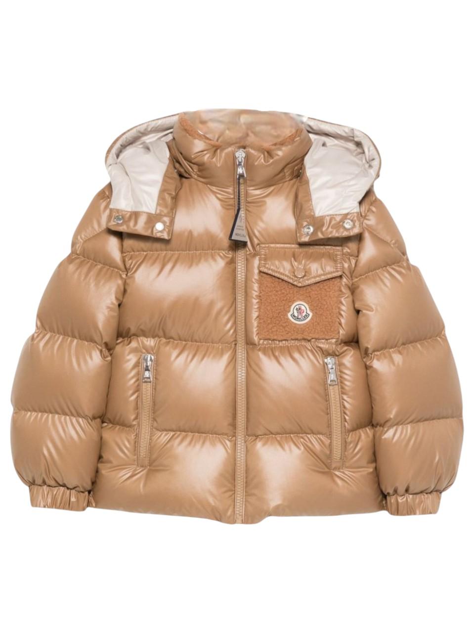 Piumino per bambini Moncler Enfant beige con fodera in pile - Rubino Kids
