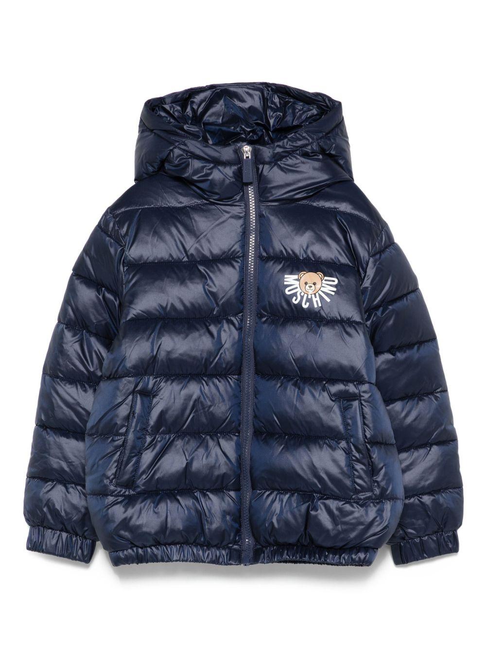 Piumino per bambini Moschino Kids blu con dettaglio logo - Rubino Kids