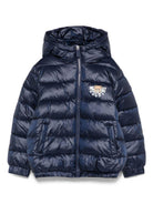 Piumino per bambini Moschino Kids blu con dettaglio logo - Rubino Kids