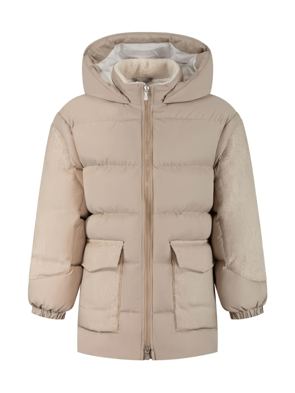 Piumino per bambino Eleventy Kids beige con motivo a spina di pesce - Rubino Kids