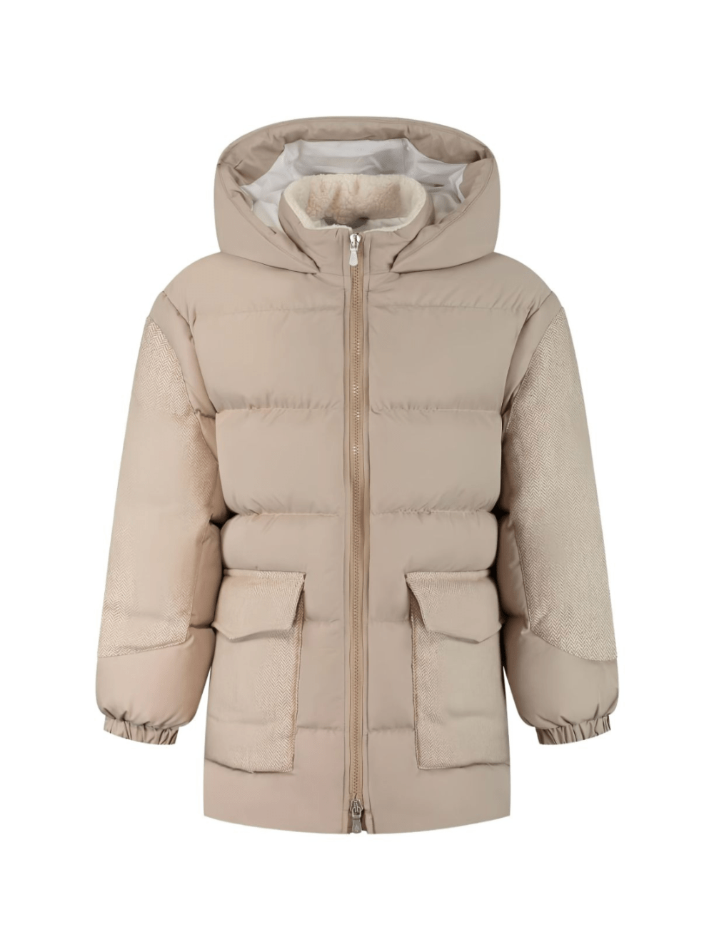 Piumino per bambino Eleventy Kids beige con motivo a spina di pesce - Rubino Kids