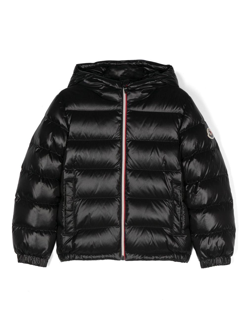 Piumino per bambino Moncler Enfant nero con cappuccio - Rubino Kids