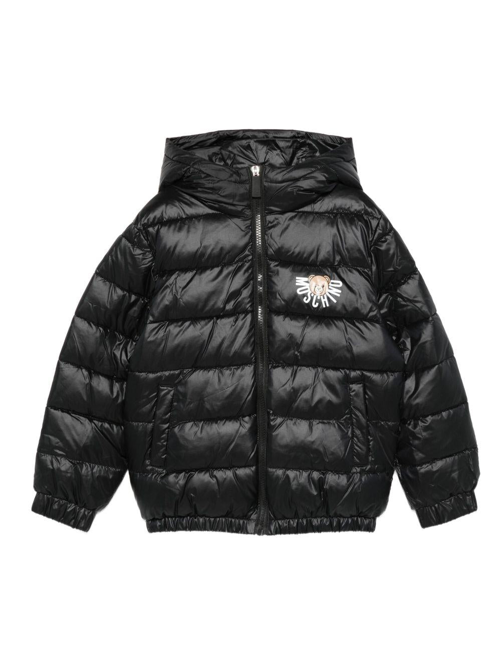 Piumino per bambino Moschino Kids nero con dettaglio logo - Rubino Kids