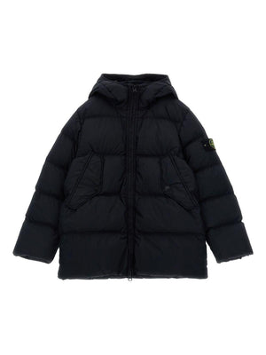 Piumino per bambino Stone Island Junior nero trapuntato con cappuccio
