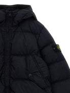 Piumino per bambino Stone Island Junior nero trapuntato con cappuccio - Rubino Kids