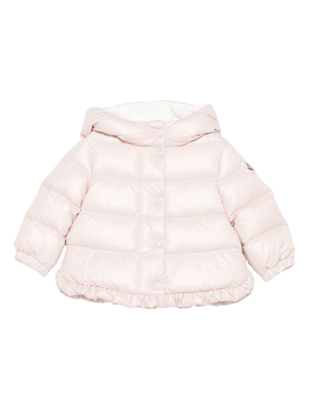 Piumino per neonata Moncler Enfant rosa con cappuccio - Rubino Kids