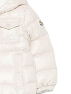 Piumino per neonati Moncler Enfant bianco con cappuccio - Rubino Kids