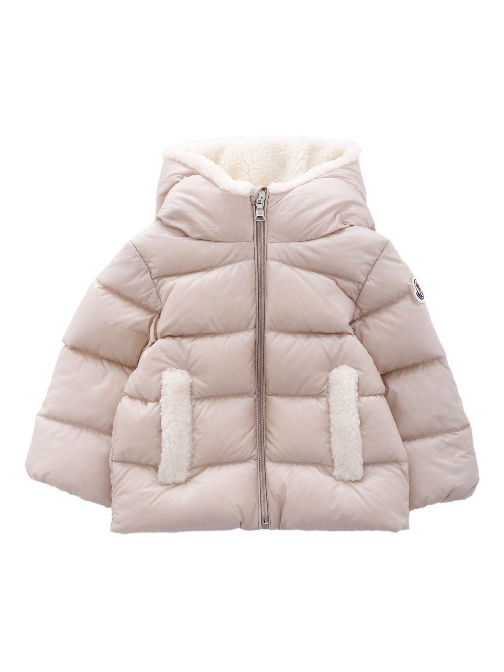 Piumino per neonati Moncler Enfant Bluma rosa con cappuccio - Rubino Kids