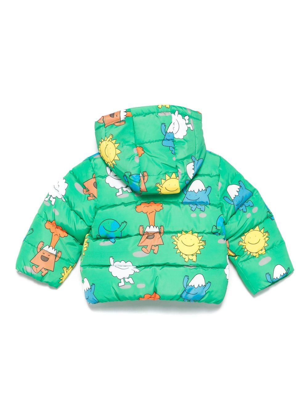 Piumino per neonati Stella McCartney Kids verde con stampa di personaggi - Rubino Kids