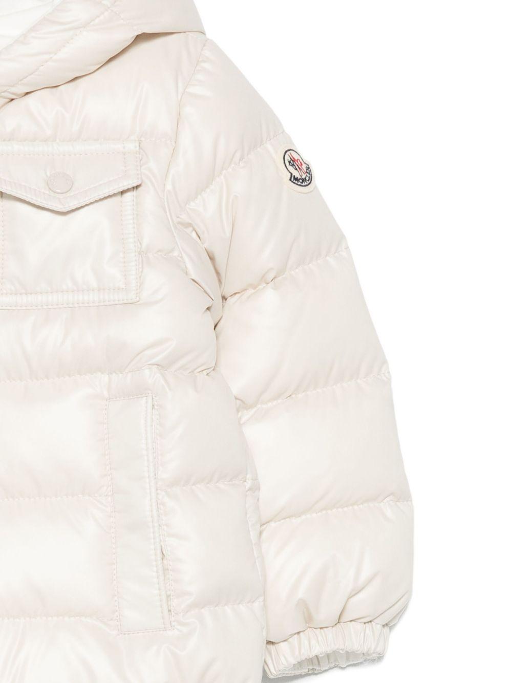 Piumino per neonato Moncler Enfant bianco con cappuccio - Rubino Kids