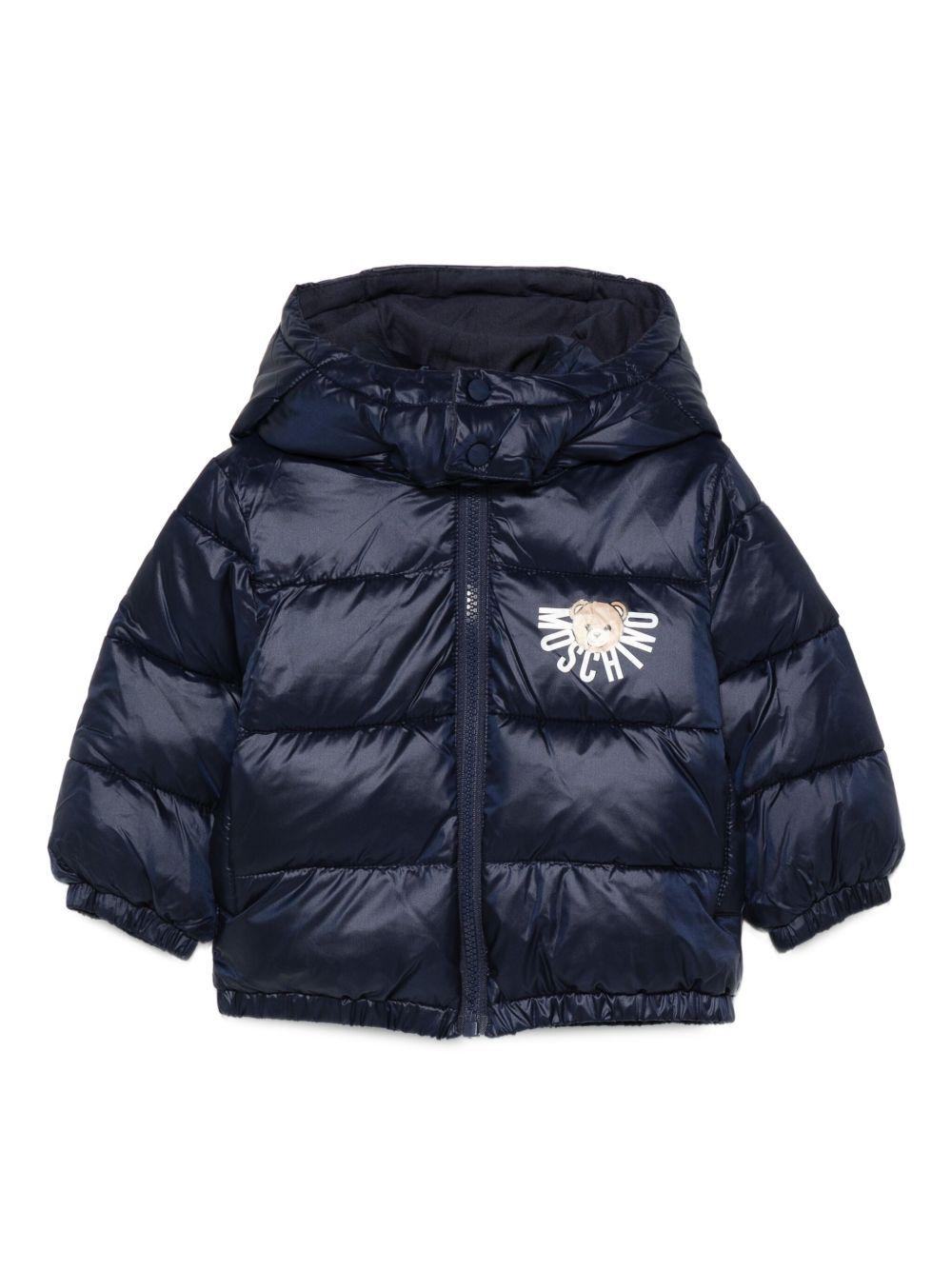 Piumino per neonato Moschino Kids blu con stampa con logo - Rubino Kids