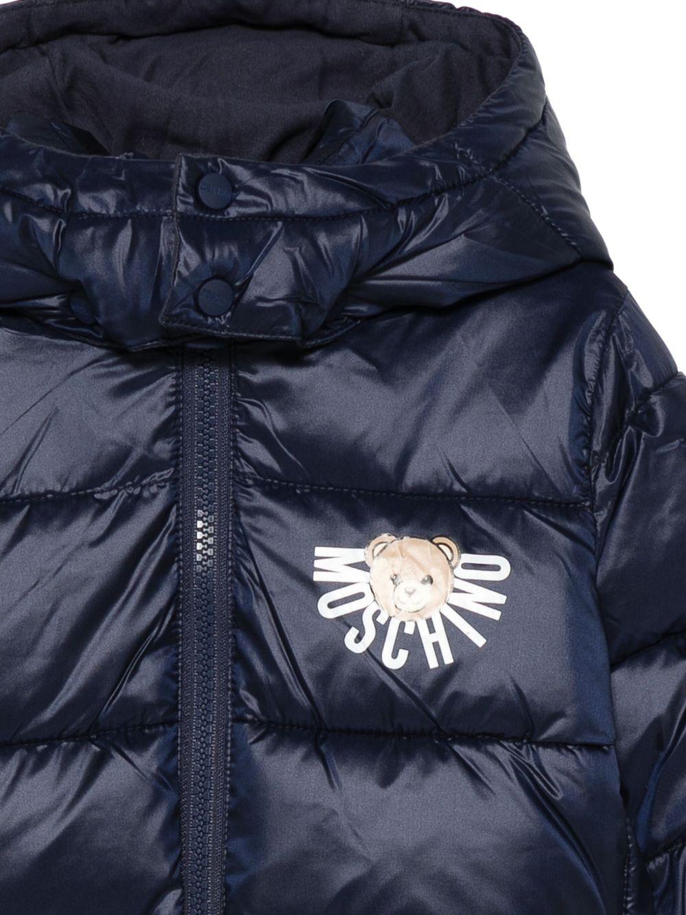 Piumino per neonato Moschino Kids blu con stampa con logo - Rubino Kids