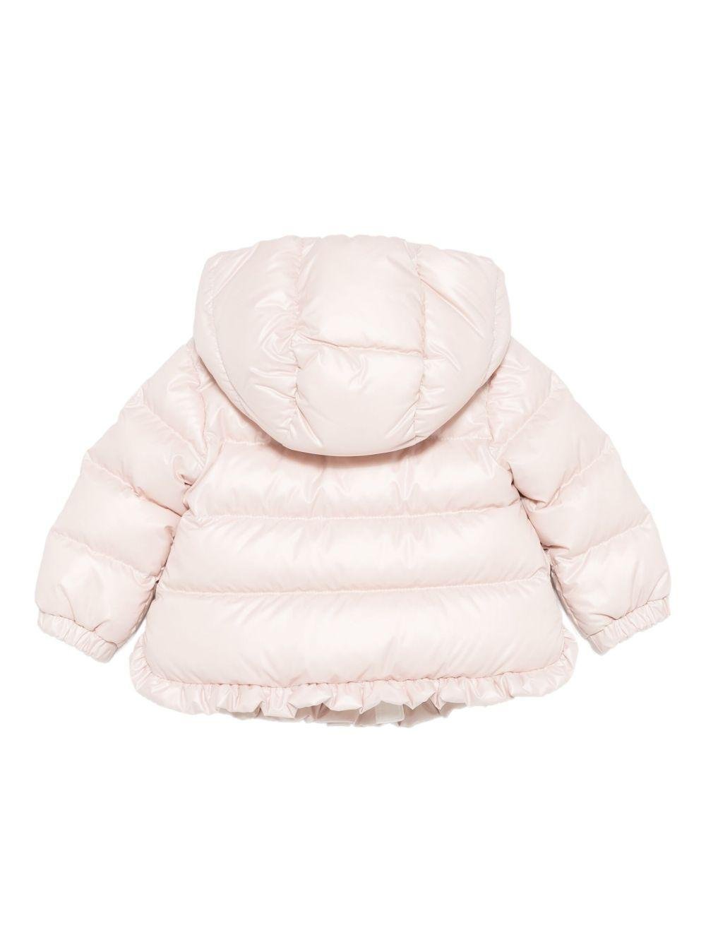 Piumino Tazui per neonata Moncler Enfant rosa con cappuccio - Rubino Kids
