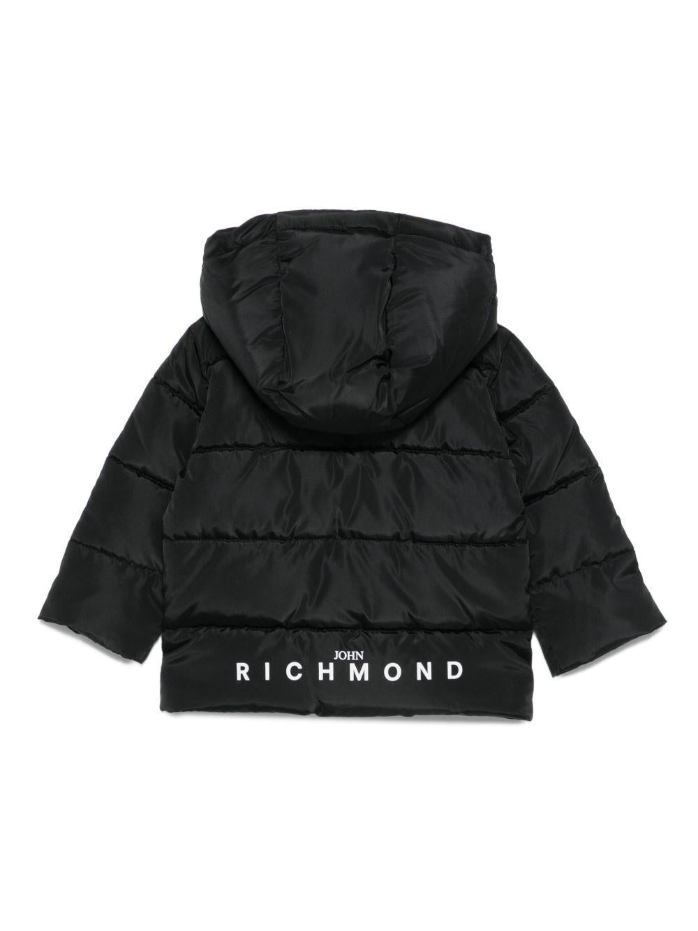 Piumino trapuntato per neonato John Richmond Junior nero con cappuccio - Rubino Kids