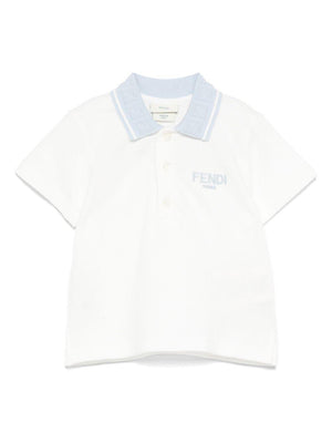 Fendi Kids white baby polo shirt with straight hem