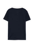 Polo con ricamo per bambino Tommy Hilfiger Junior blu con spacchi laterali - Rubino Kids