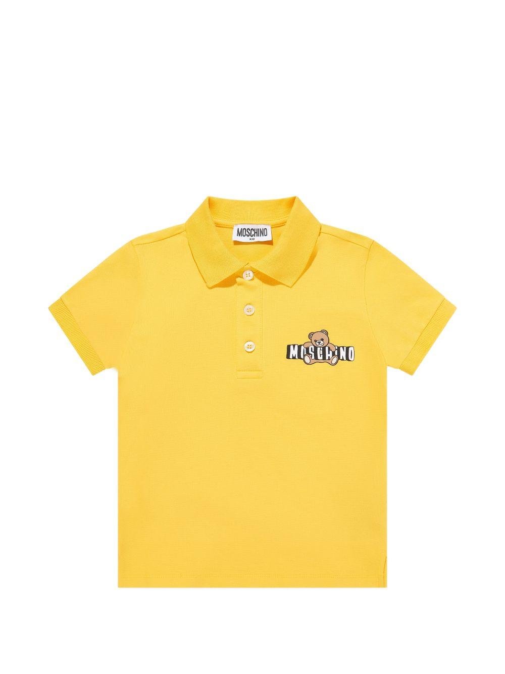 Polo da bambino Moschino kids giallo con stampa orsetto - Rubino Kids