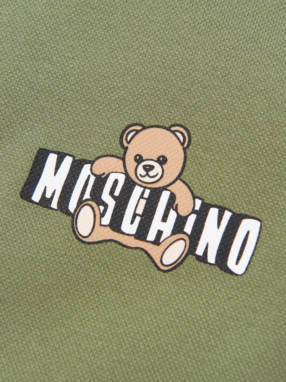 Polo da bambino Moschino Kids verde con stampa orsacchiotto - Rubino Kids