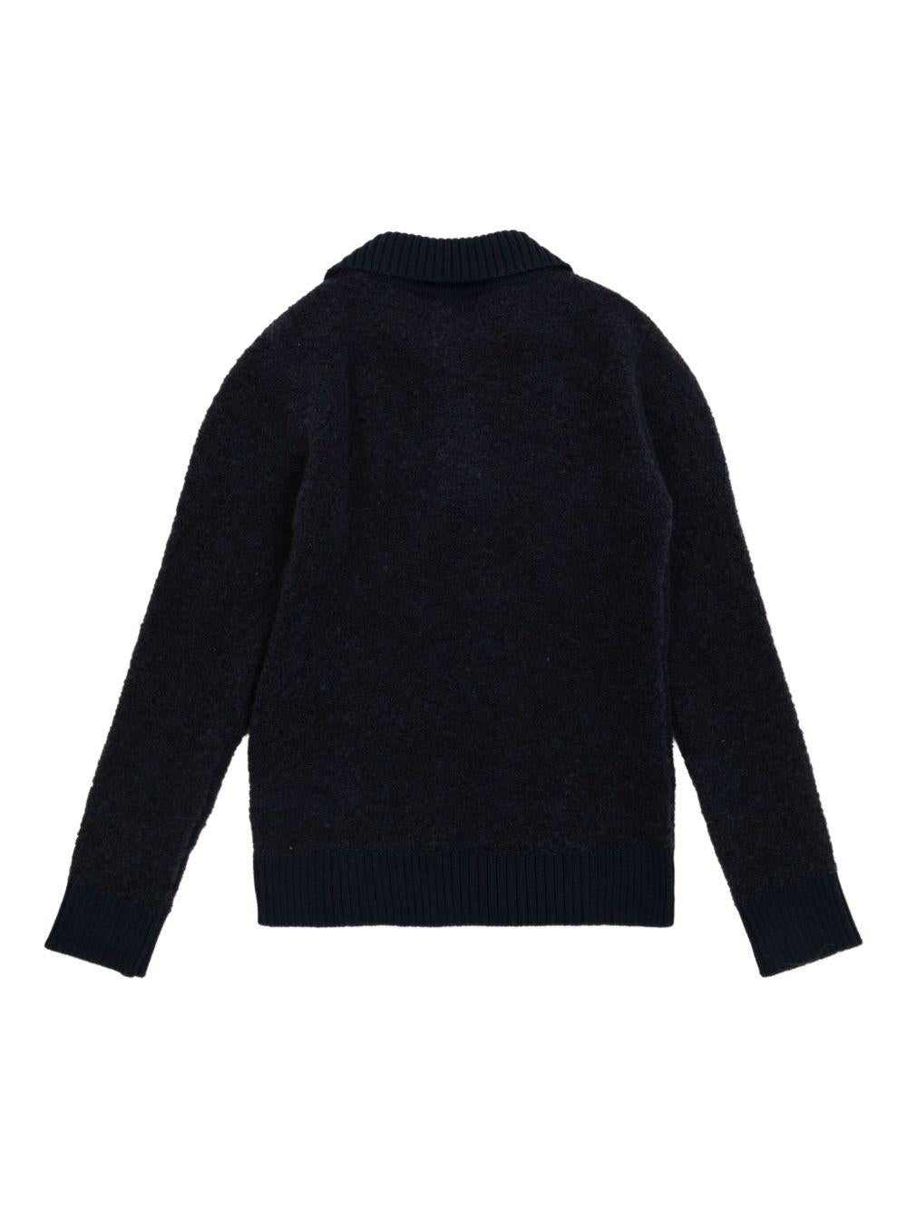 Polo in maglia per bambino Balmain Kids blu con falsatura frontale con abbottonatura - Rubino Kids