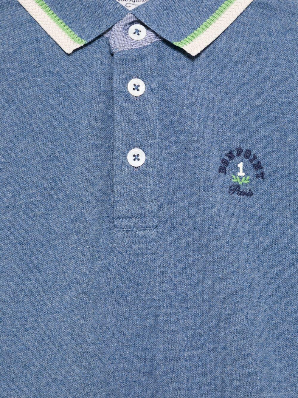 Polo in maglia per bambino Bonpoint blu con tre bottoni - Rubino Kids