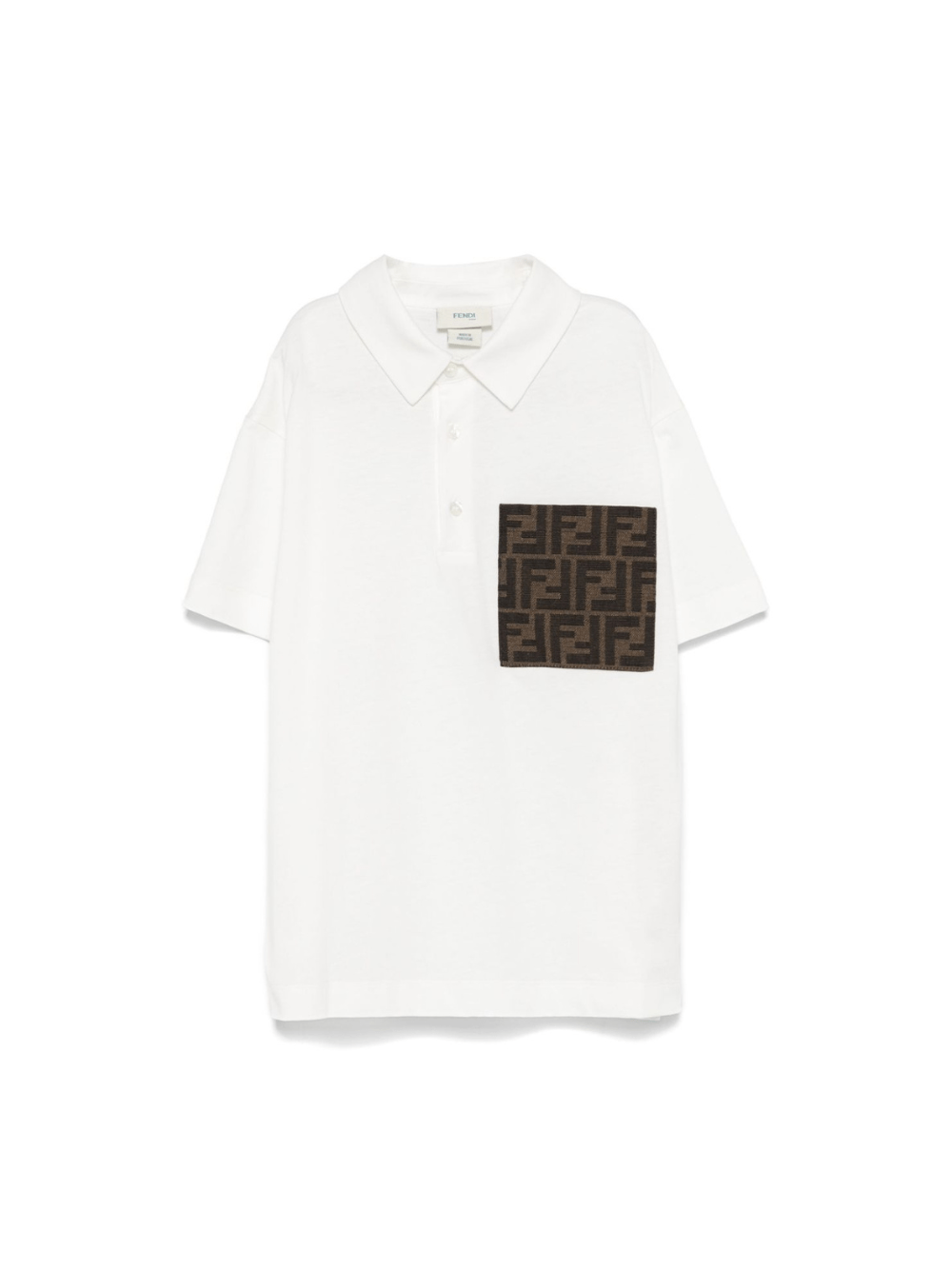 Polo junior in jersey con tasca per bambino Fendi Kids bianco con orlo dritto - Rubino Kids