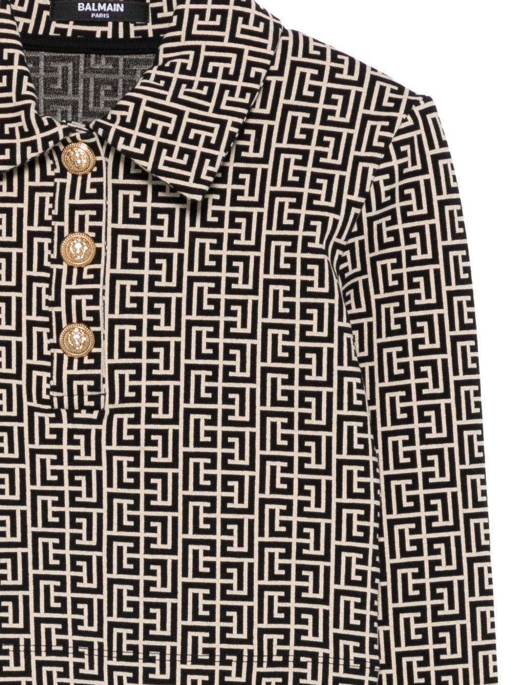 Polo per bambina Balmain Kids nero con stampa geometrica - Rubino Kids